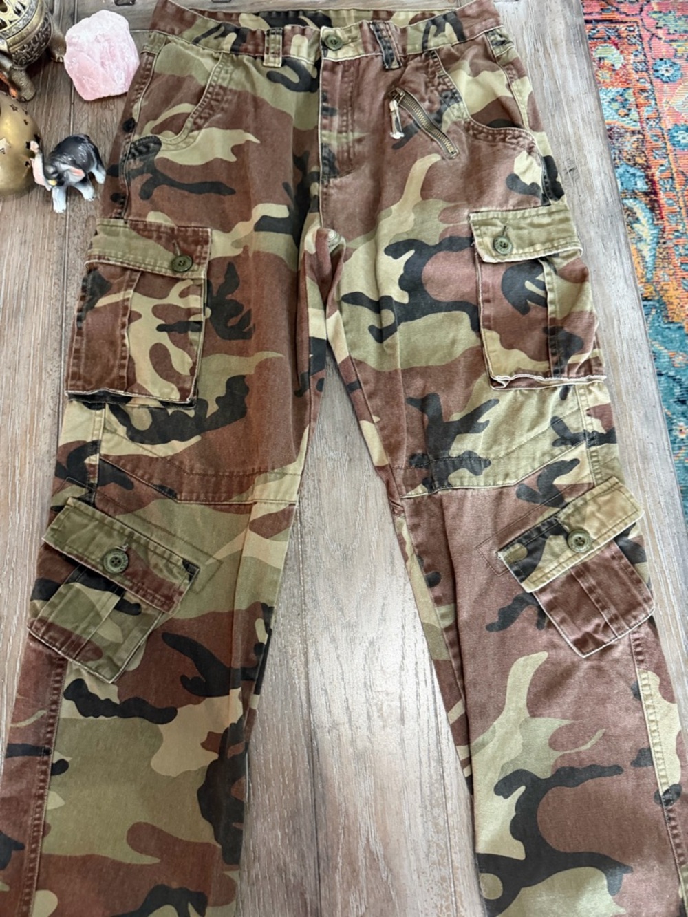 Camo Cargo Pants - Green Brown Black